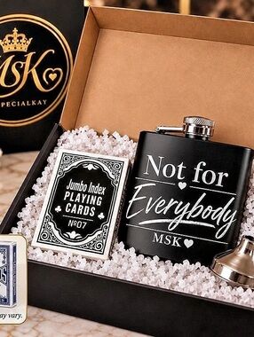 MSK Not for Everybody Flask Gift Set Black & Silver